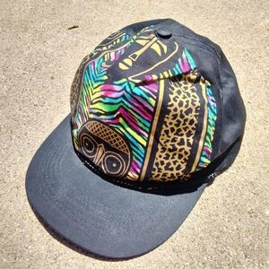 Vintage Head To Toe Adjustable Snap Back Black Colorful Baseball Hat Cap OS